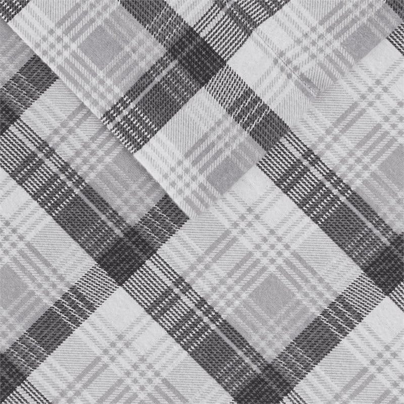 Woolrich 100 Percent Cotton Flannel Printed Sheet Set in Gray Plaid Finish