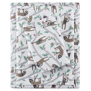 true north by sleep philosophy cotton pigment printed sheet set - multi sloth