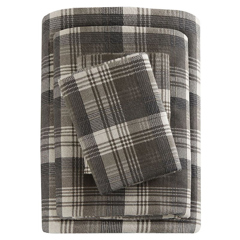 Woolrich Farmhouse 100 Percent Cotton Flannel Sheet Set in Brown Plaid