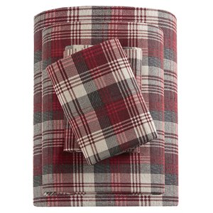 woolrich farmhouse 100 percent cotton flannel sheet set in red plaid