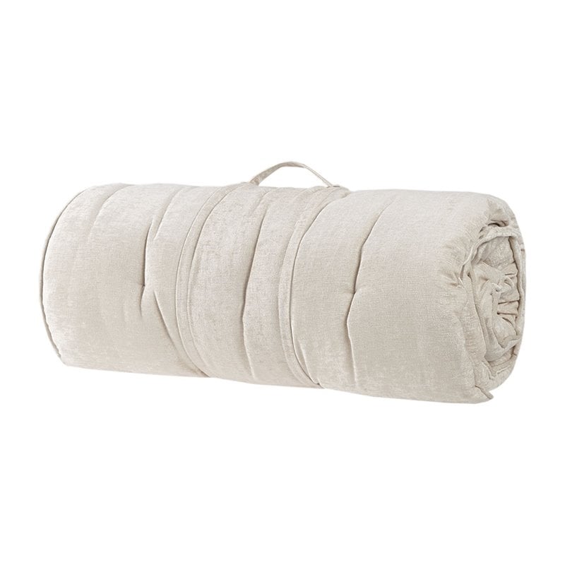 Intelligent Design Polyester Chenille Long Floor Cushion in Ivory