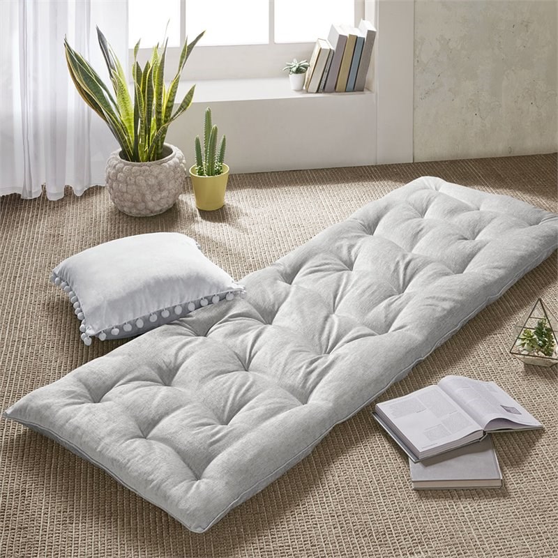 intelligent design polyester chenille long floor cushion in gray