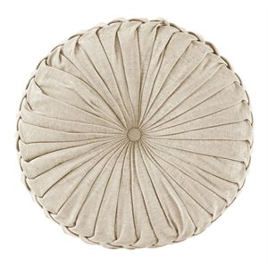 Intelligent Design Polyester Chenille Round Floor Pillow Cushion in Ivory