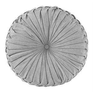 Intelligent Design Polyester Chenille Round Floor Pillow Cushion in Gray