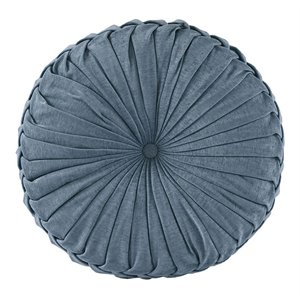 Intelligent Design Polyester Chenille Round Floor Pillow Cushion in Aqua
