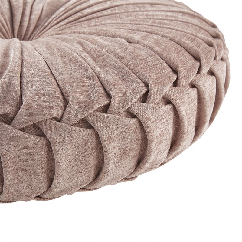 Intelligent Design Polyester Chenille Round Floor Pillow Cushion in Blush