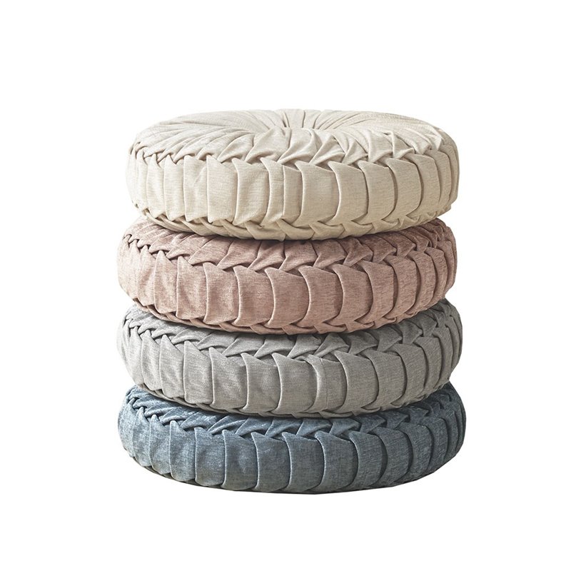 Intelligent Design Polyester Chenille Round Floor Pillow Cushion in Blush