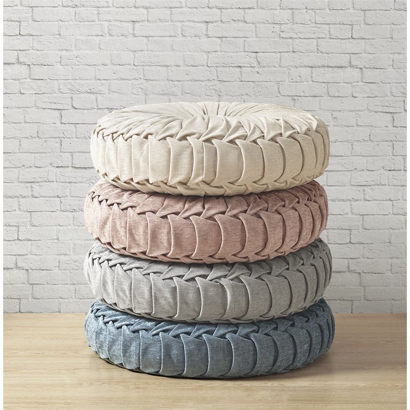 Intelligent Design Polyester Chenille Round Floor Pillow Cushion in Blush