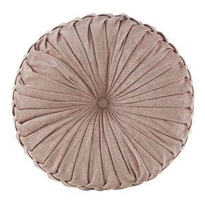 Intelligent Design Polyester Chenille Round Floor Pillow Cushion in Blush