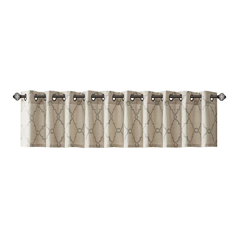 Madison Park Modern Polyester Cotton Rayon Fretwork Printed Valance in Beige