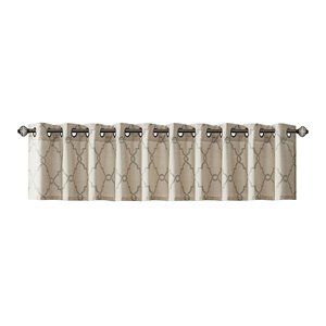 Madison Park Modern Polyester Cotton Rayon Fretwork Printed Valance in Beige