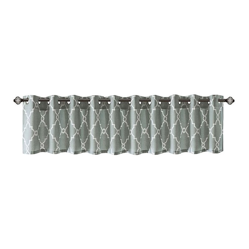 Madison Park Modern Polyester Cotton Rayon Fretwork Printed Valance in Seafoam