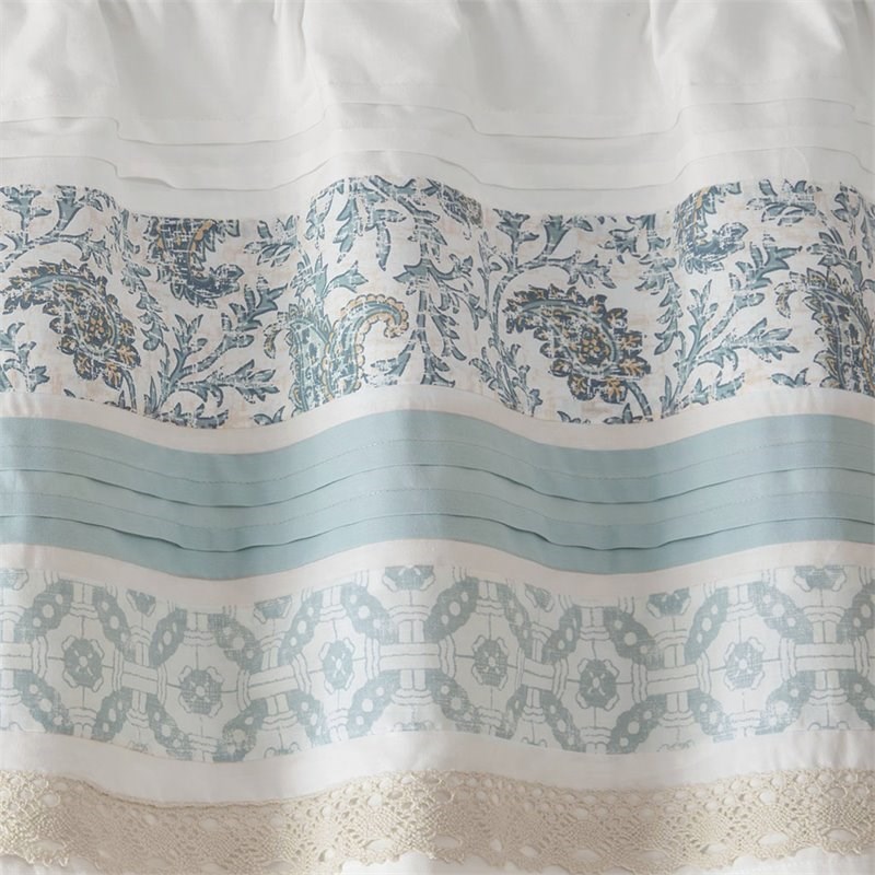 Madison Park Cotton Printed and Pieced Rod Pocket Valance in Blue
