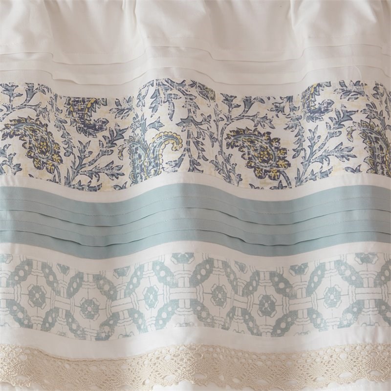 Madison Park Cotton Printed and Pieced Rod Pocket Valance in Blue