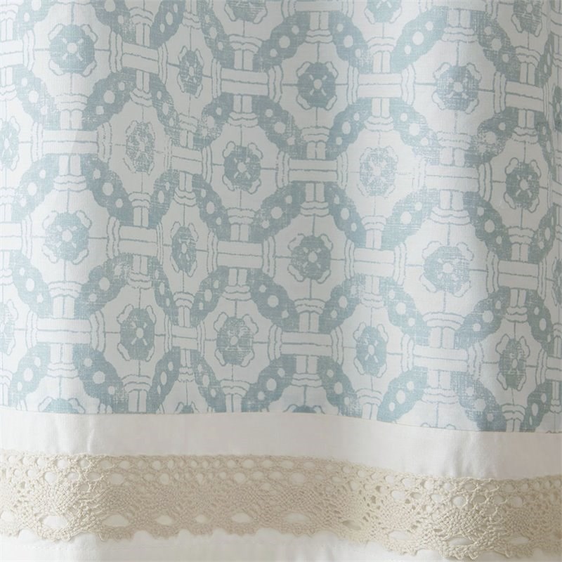 Madison Park Cotton Printed and Pieced Rod Pocket Valance in Blue