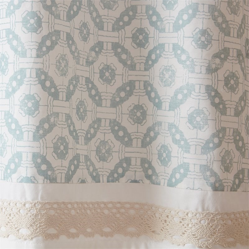 Madison Park Cotton Printed and Pieced Rod Pocket Valance in Blue