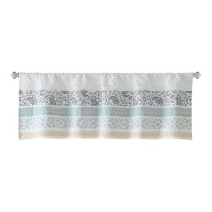 Madison Park Cotton Printed and Pieced Rod Pocket Valance in Blue
