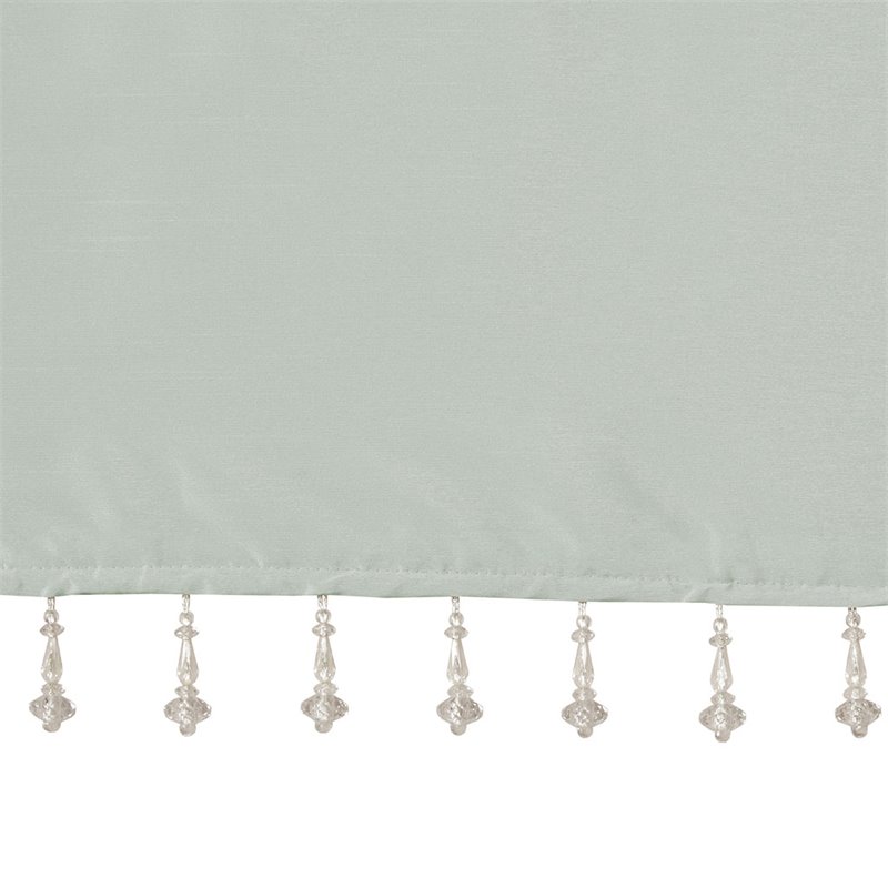 Madison Park Transitional Lightweight Faux Silk Valance with Beads in Dusty Aqua