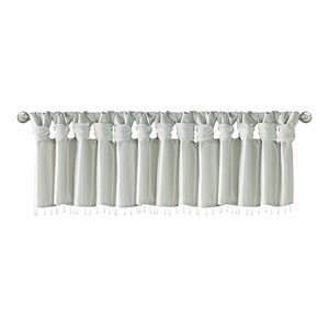 Madison Park Transitional Lightweight Faux Silk Valance with Beads in Dusty Aqua
