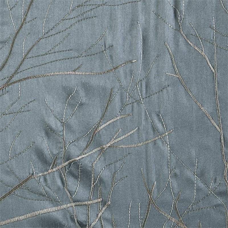 Madison Park Transitional Faux Silk Embroidered Window Valance in Blue