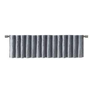 Madison Park Transitional Faux Silk Embroidered Window Valance in Blue