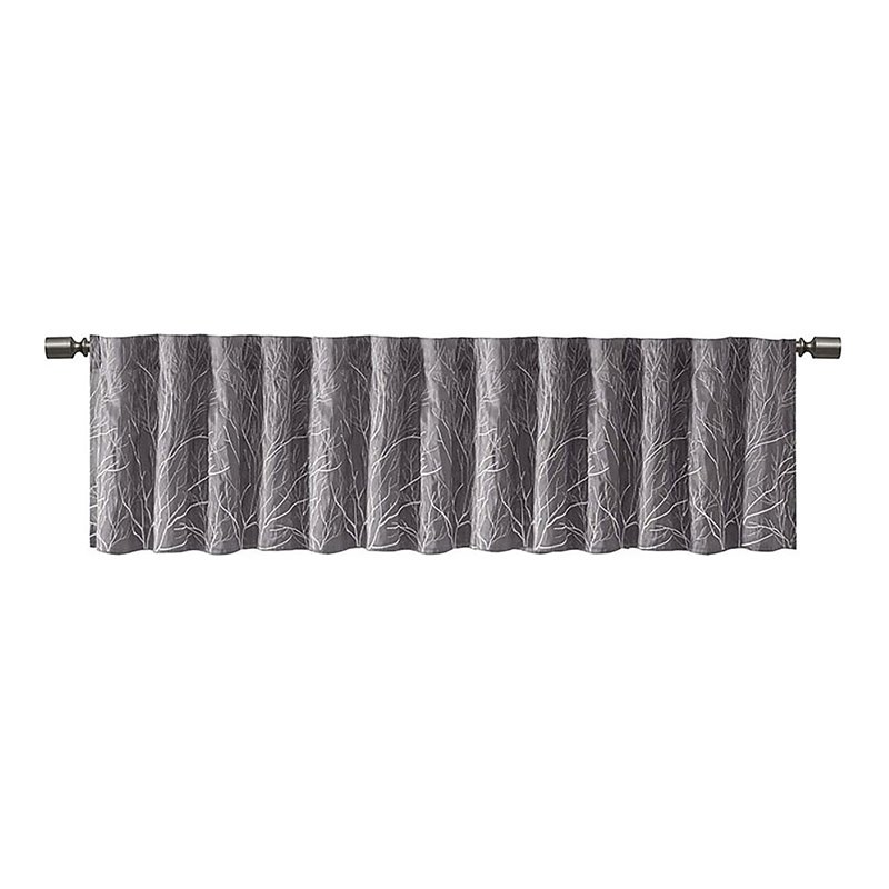 Madison Park Transitional Faux Silk Embroidered Window Valance in Gray