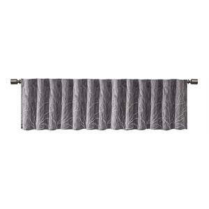 Madison Park Transitional Faux Silk Embroidered Window Valance in Gray