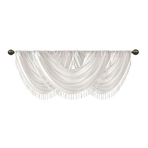 Madison Park Polyester Faux Silk Solid Waterfall Embellished Valance in White