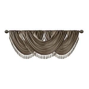 Madison Park Polyester Faux Silk Solid Waterfall Embellished Valance in Bronze