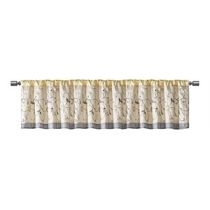 Madison Park Polyester Pieced Embroidered Window Valance in Yellow