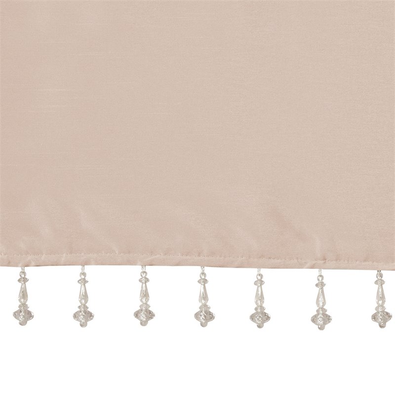 Madison Park Polyester Lightweight Faux Silk Valance with Beads in Blush