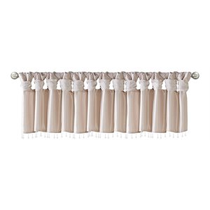 Madison Park Polyester Lightweight Faux Silk Valance with Beads in Blush
