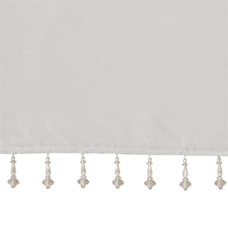 Madison Park Polyester Lightweight Faux Silk Valance with Beads in Silver