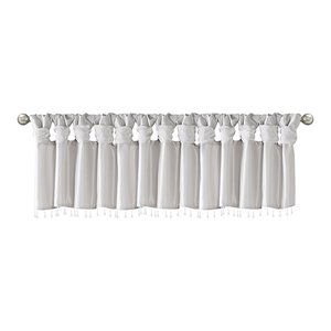 Madison Park Polyester Lightweight Faux Silk Valance with Beads in Silver