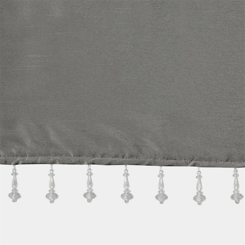 Madison Park Polyester Twisted Tab Valance with Beads in Charcoal