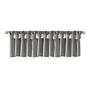 Madison Park Polyester Twisted Tab Valance with Beads in Charcoal