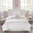 Contemporary Polyester Brushed Comforter Set with Tassle in White