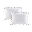 Contemporary Polyester Brushed Comforter Set with Tassle in White