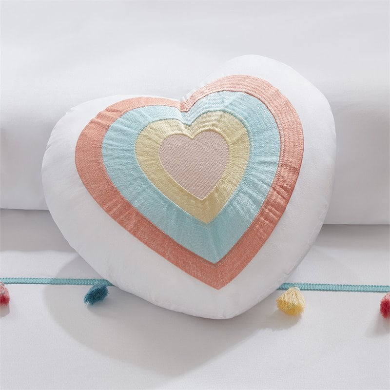 Contemporary Polyester Brushed Comforter Set with Tassle in White