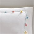 Contemporary Polyester Brushed Comforter Set with Tassle in White