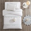 Contemporary Polyester Brushed Comforter Set with Tassle in White