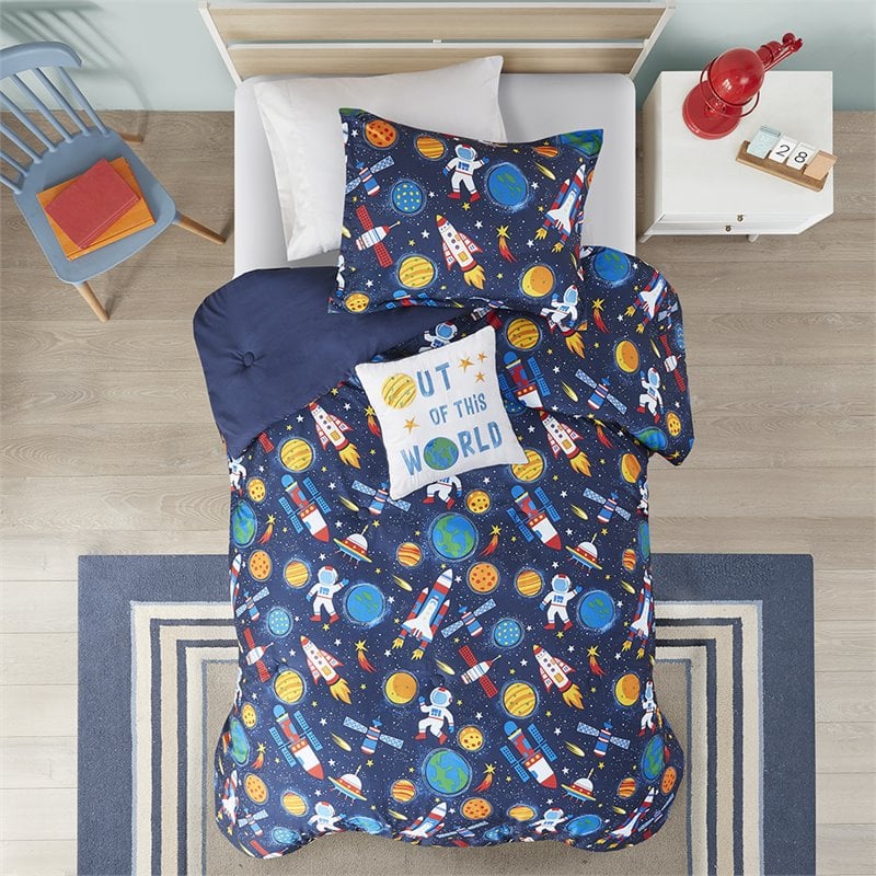 Contemporary 100 Percent Polyester Printed Comforter Set in Multi