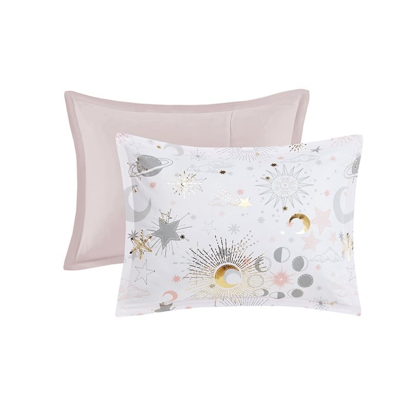 Modern 100 Percent Polyester Printed Comforter Set in Blush-Gold