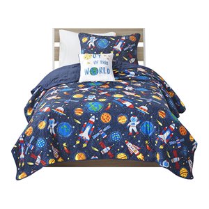 mi zone kids contemporary polyester brushed printed coverlet set in multi