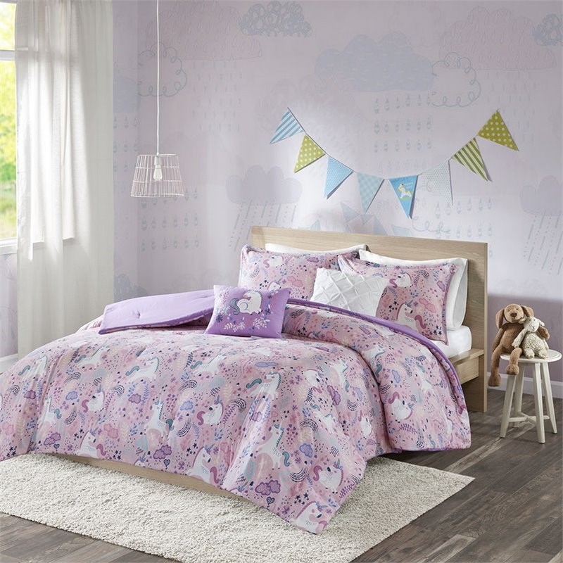 Urban Habitat 5-Piece Cotton Printed Comforter Set in Pink