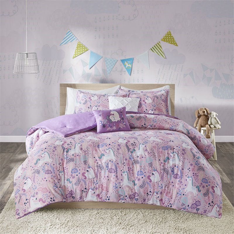 Urban Habitat 5-Piece Cotton Printed Comforter Set in Pink