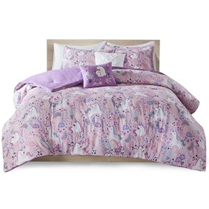 Urban Habitat 5-Piece Cotton Printed Comforter Set in Pink