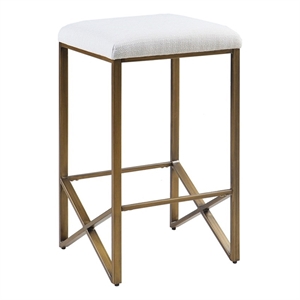 INK+IVY Marino 26&quot Contemporary Wood Counter Stool in Ivory/Bronze
