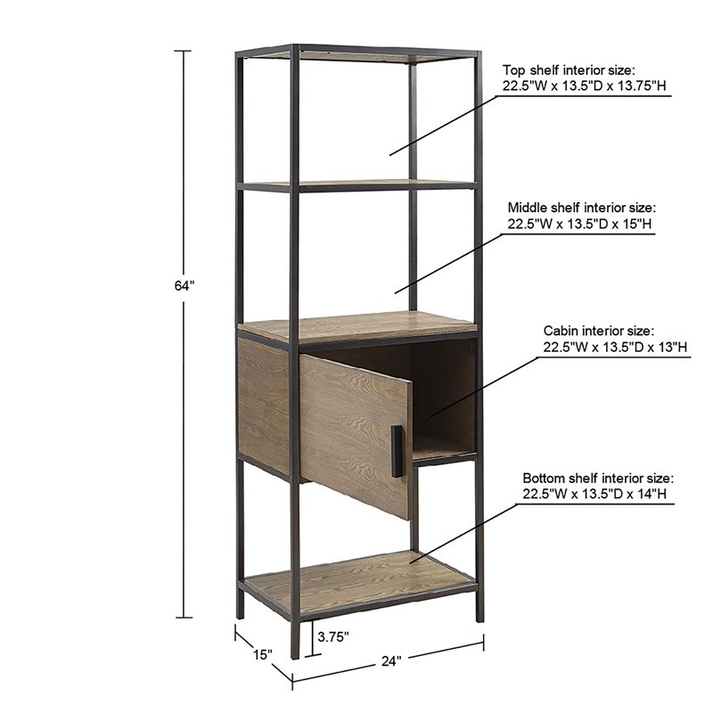 Madison Park Darley Transitional Metal Bookcase in Reclaimed Gray