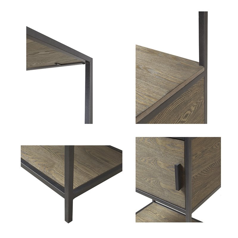 Madison Park Darley Transitional Metal Bookcase in Reclaimed Gray